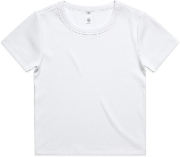 Am image of a Custom AS Colour Womens Organic Rib Tee in White!