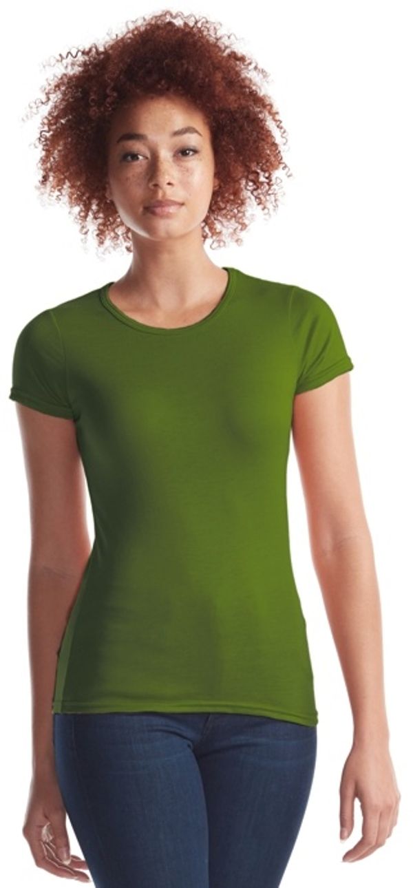 Am image of a Custom Jerico Bamboo Ladies Crewneck T in Olive!