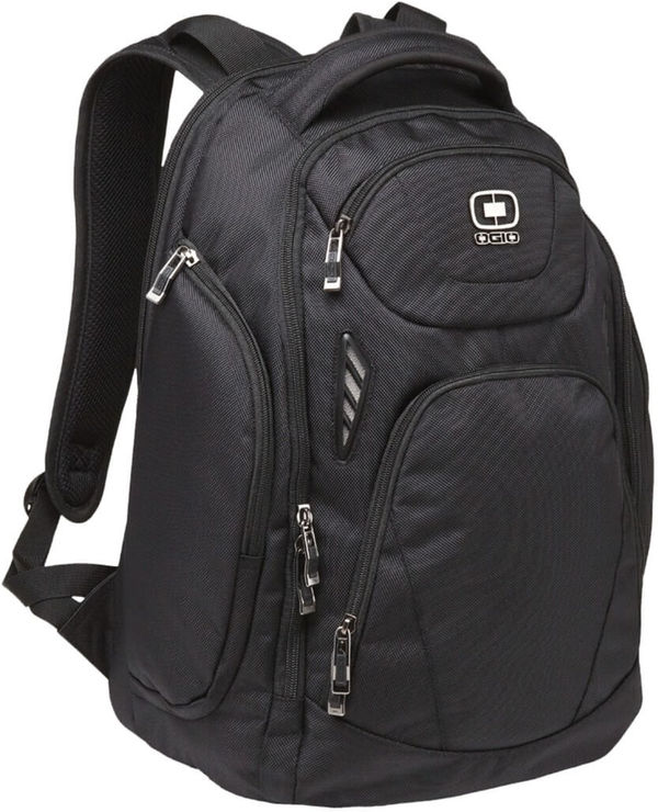 Am image of a Custom Ogio Mercur Backpack in Black!