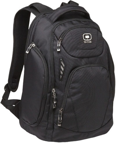 Am image of a Custom Ogio Mercur Backpack in Black!