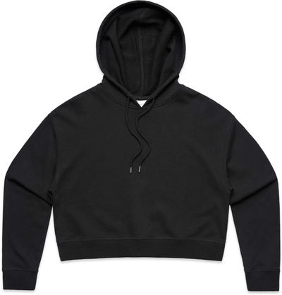 Am image of a Custom AS Colour Women's Crop Hood in Black!