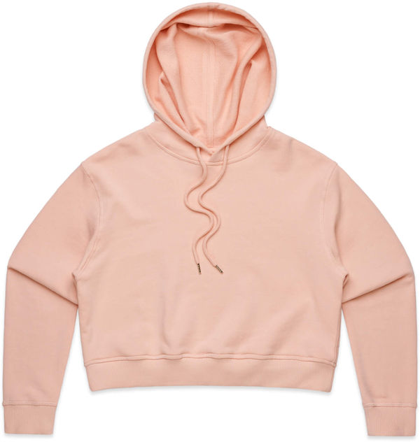 Am image of a Custom AS Colour Women's Crop Hood in Pale Pink!