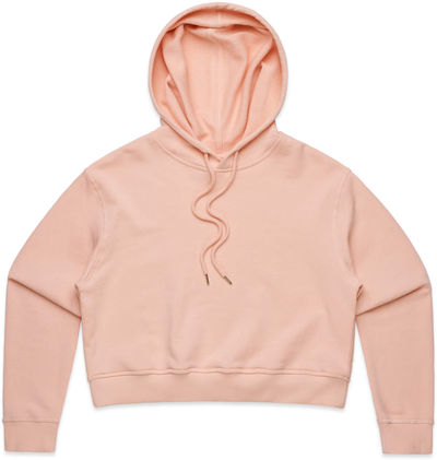 Am image of a Custom AS Colour Women's Crop Hood in Pale Pink!