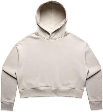 Am image of a Custom AS Colour Womens Relax Crop Hoodie in Bone!