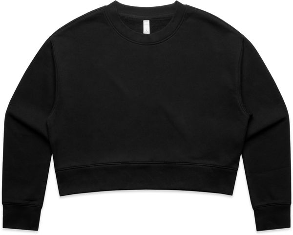 Am image of a Custom AS Colour Womens Relax Crop Crew in Black!