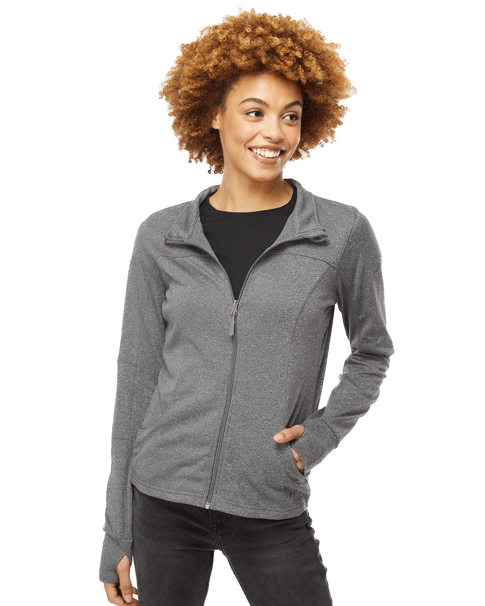 Independent Trading Co Womens Poly Tech Full Zip Track Jacket