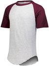 Am image of a Custom Augusta Baseball Short Sleeve Tee in Athletic Heather/Maroon!