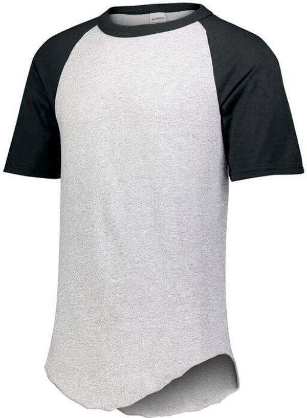 Am image of a Custom Augusta Baseball Short Sleeve Tee in Athletic Heather/Black!