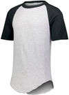 Am image of a Custom Augusta Baseball Short Sleeve Tee in Athletic Heather/Black!