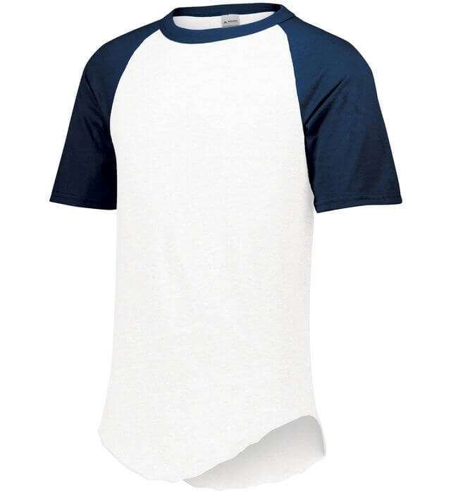 Augusta Baseball Short Sleeve Tee in White/Navy