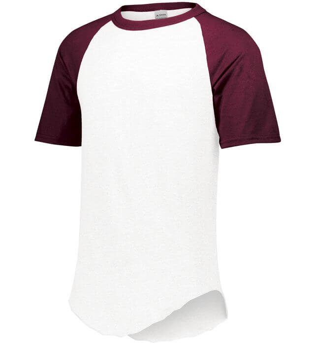Augusta Baseball Short Sleeve Tee in White/Maroon