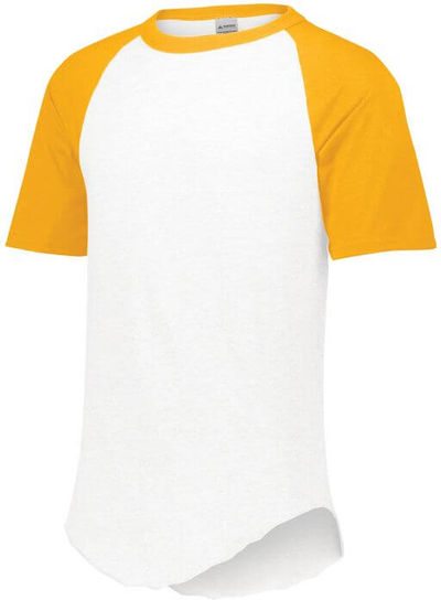 Am image of a Custom Augusta Baseball Short Sleeve Tee in White/Gold!