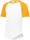 Am image of a Custom Augusta Baseball Short Sleeve Tee in White/Gold!