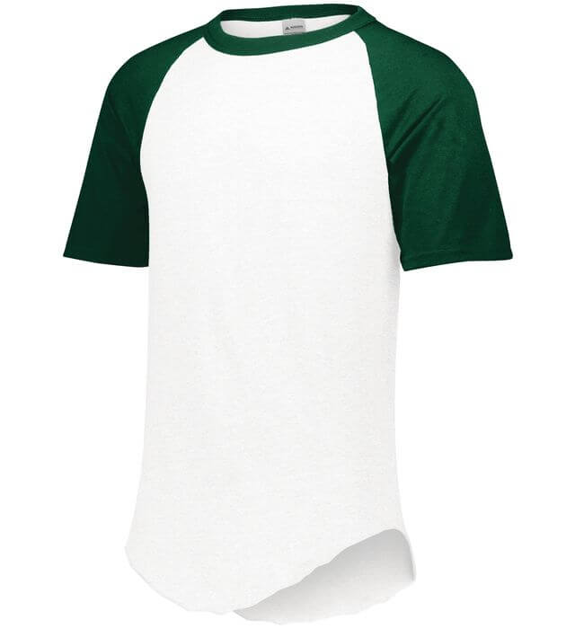 Augusta Baseball Short Sleeve Tee in White/Dark Green