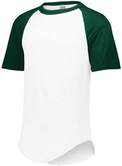 Am image of a Custom Augusta Baseball Short Sleeve Tee in White/Dark Green!
