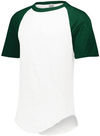 Am image of a Custom Augusta Baseball Short Sleeve Tee in White/Dark Green!