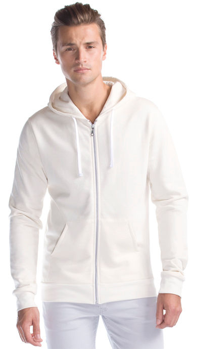 Jerico Three End Bamboo Full Zip Hooded Sweatshirt in Natural