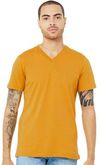 Am image of a Custom Bella and Canvas Jersey V Neck Tee in Mustard!