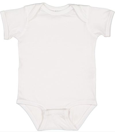 Am image of a Custom Rabbit Skins Infant Fine Jersey Bodysuit in White!