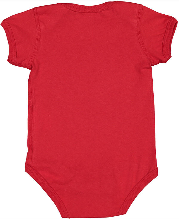 Am image of a Custom Rabbit Skins Infant Fine Jersey Bodysuit in Red!