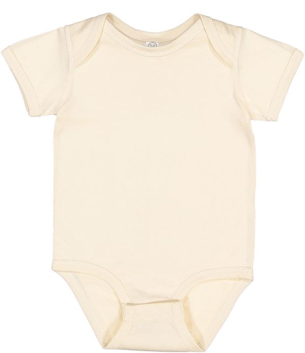 Am image of a Custom Rabbit Skins Infant Fine Jersey Bodysuit in Natural!