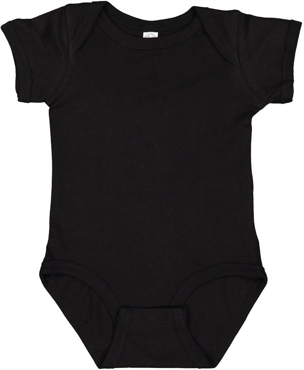 Am image of a Custom Rabbit Skins Infant Fine Jersey Bodysuit in Black!