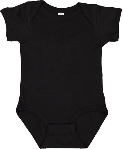 Am image of a Custom Rabbit Skins Infant Fine Jersey Bodysuit in Black!