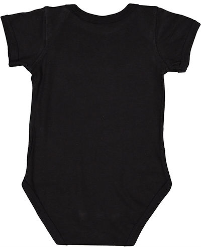 Am image of a Custom Rabbit Skins Infant Fine Jersey Bodysuit in Black!