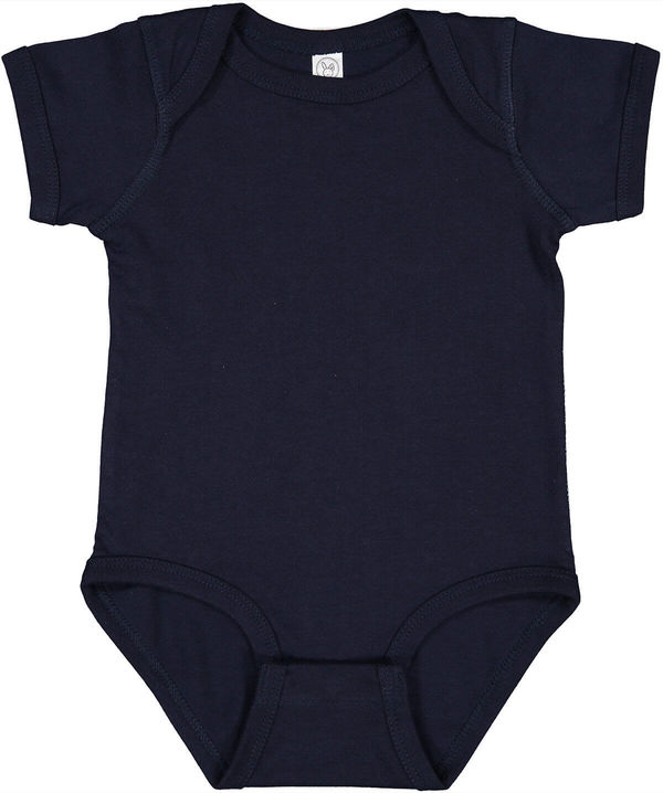 Am image of a Custom Rabbit Skins Infant Fine Jersey Bodysuit in Navy!