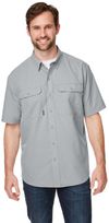 Am image of a Custom Dri Duck Men's Crosswood Dobby Short Sleeve Woven Shirt in GREY!