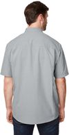 Am image of a Custom Dri Duck Men's Crosswood Dobby Short Sleeve Woven Shirt in GREY!