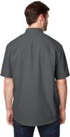 Am image of a Custom Dri Duck Men's Crosswood Dobby Short Sleeve Woven Shirt in CHARCOAL!