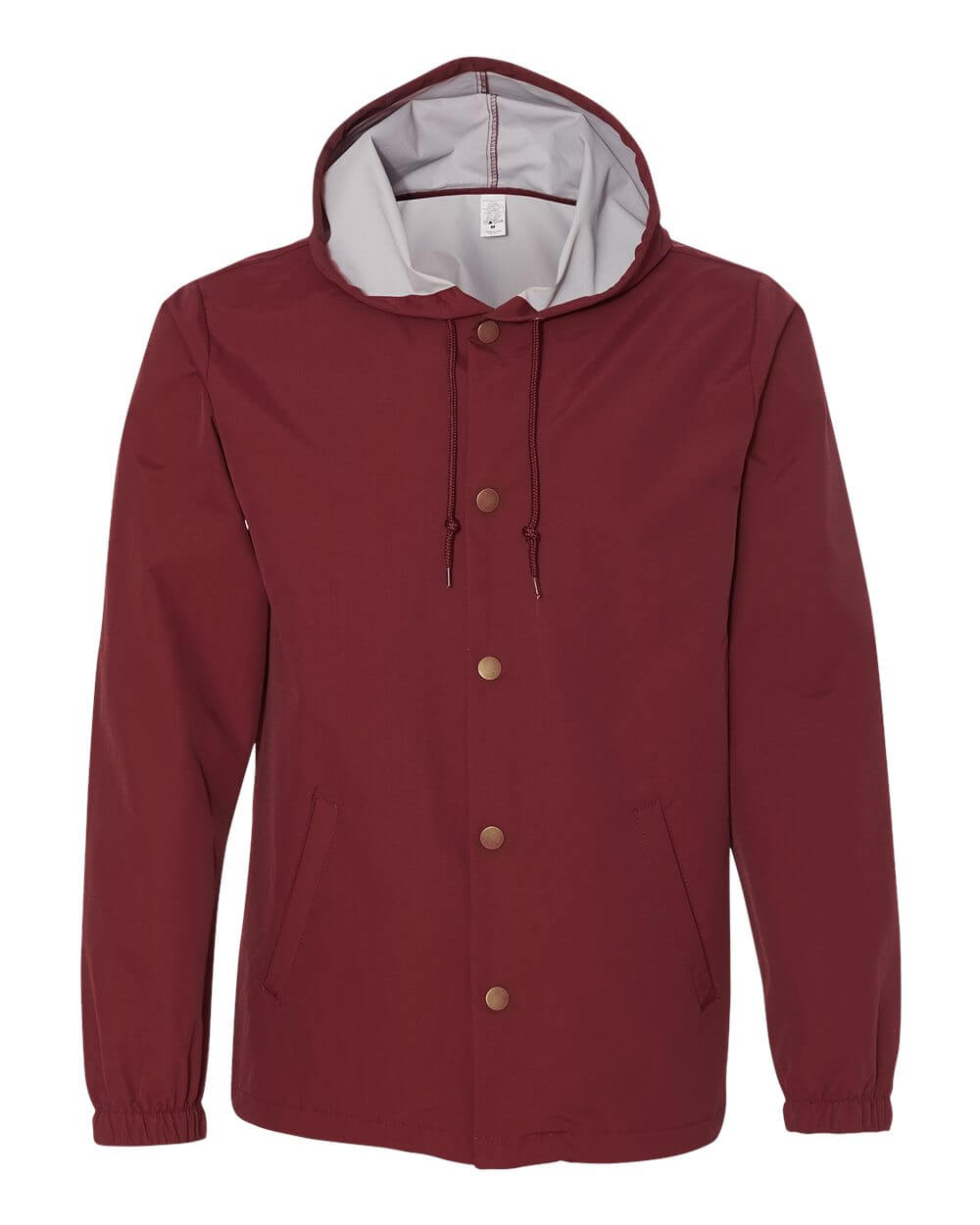 Independent Trading Co Hooded Water Resistant Windbreaker Jacket in Cardinal