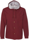 Am image of a Custom Independent Trading Co Hooded Water Resistant Windbreaker Jacket in Cardinal!