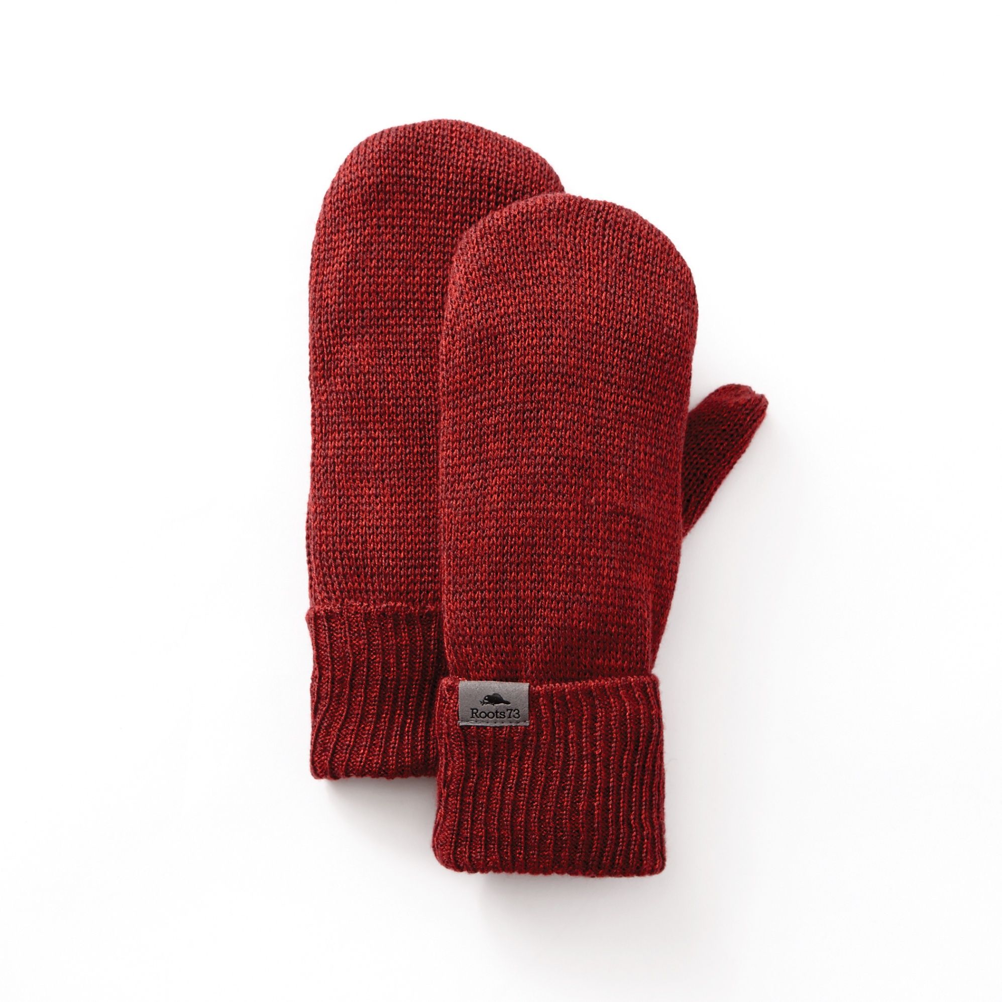 Roots73 Maple Lake Mittens in Dark Red Heather