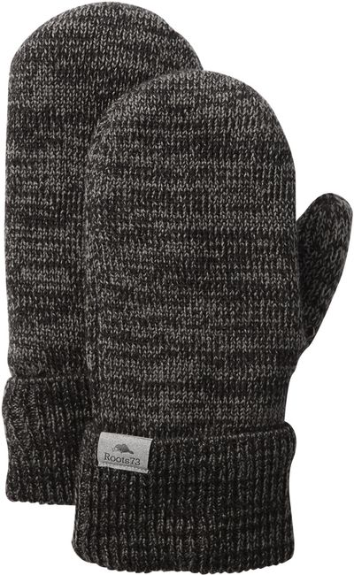 Am image of a Custom Roots73 Maple Lake Mittens in Smoke Heather!