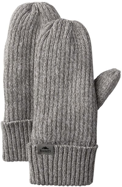 Am image of a Custom Roots73 Woodland Knit Mitts in Grey Mix!