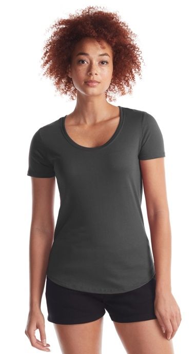 Jerico Ladies Bamboo Relaxed Fit Scoop Bottom T Shirt in Charcoal