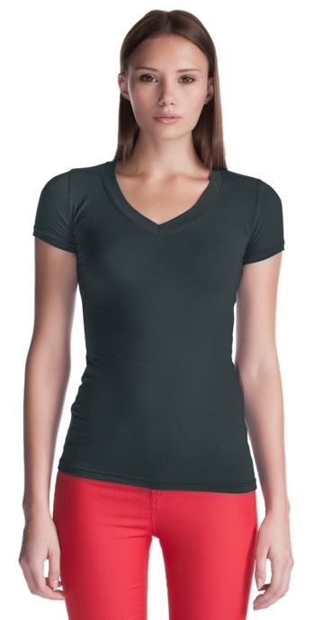 Jerico Bamboo Stretch Deep V Neck in Charcoal