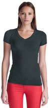Am image of a Custom Jerico Bamboo Stretch Deep V Neck in Charcoal!