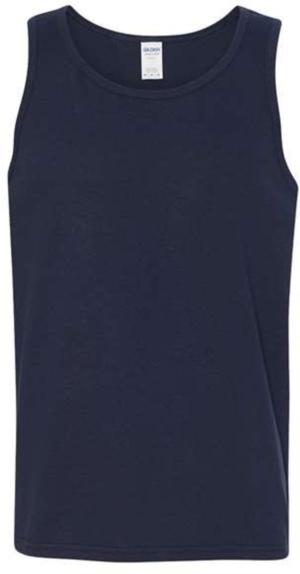 Am image of a Custom Gildan Heavy Cotton Tank Top in Navy!