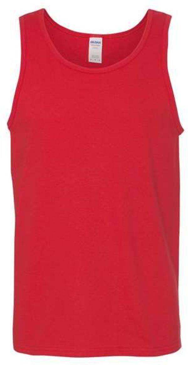 Am image of a Custom Gildan Heavy Cotton Tank Top in Red!