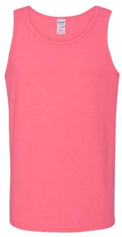 Am image of a Custom Gildan Heavy Cotton Tank Top in Safety Pink!