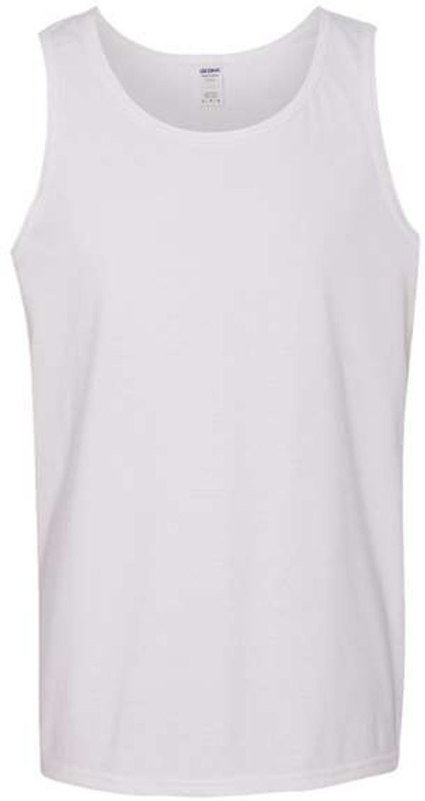 Am image of a Custom Gildan Heavy Cotton Tank Top in White!