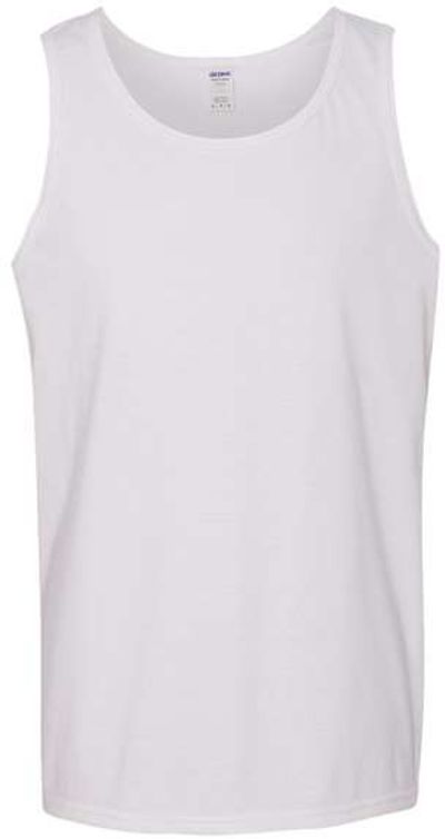 Am image of a Custom Gildan Heavy Cotton Tank Top in White!