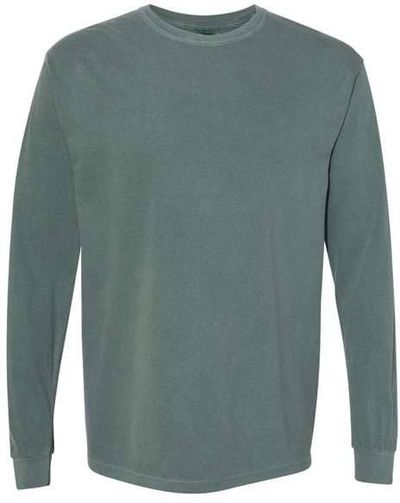 Am image of a Custom Comfort Colors Garment Dyed Heavyweight Long Sleeve T Shirt in Blue Spruce!