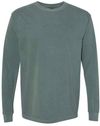 Am image of a Custom Comfort Colors Garment Dyed Heavyweight Long Sleeve T Shirt in Blue Spruce!