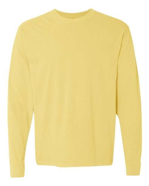 Comfort Colors Garment Dyed Heavyweight Long Sleeve T Shirt in Butter