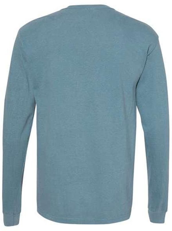 An image of a Custom Comfort Colors Garment Dyed Heavyweight Long Sleeve T Shirt in Ice Blue!