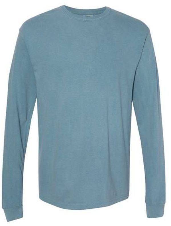 An image of a Custom Comfort Colors Garment Dyed Heavyweight Long Sleeve T Shirt in Ice Blue!